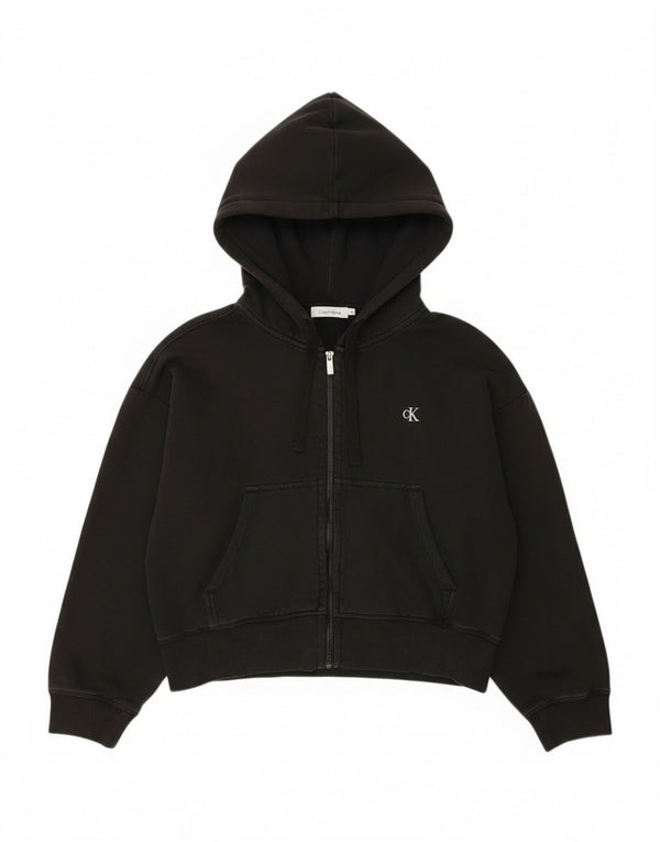 Calvin Klein Jeans ženski kratki pulover s kapuljačom s patentnim zatvaračem UK 14 srednje crna