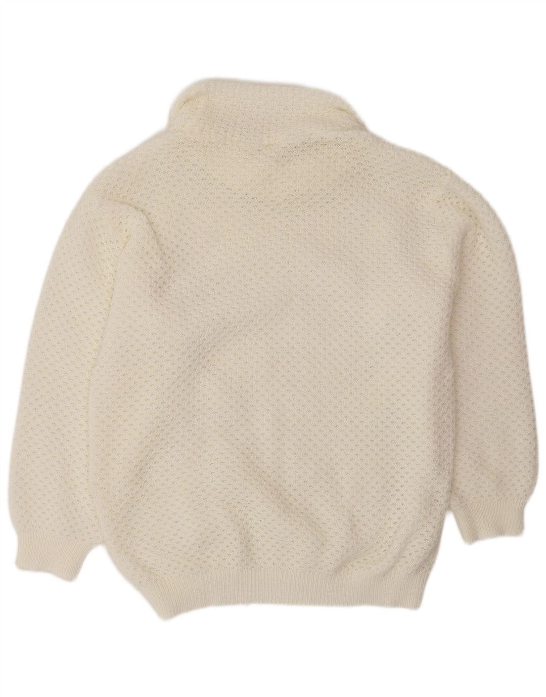 VINTAGE ženski pulover s dugim izrezom UK 14 srednje bijele boje