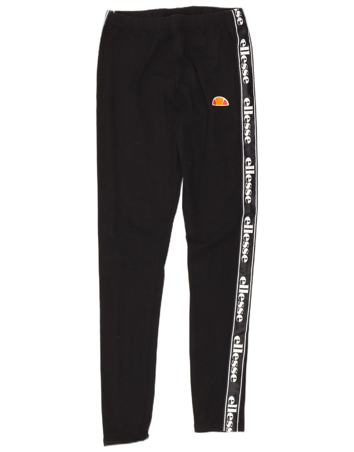 ELLESSE Womens Graphic Leggings UK 10 Small  Black Cotton