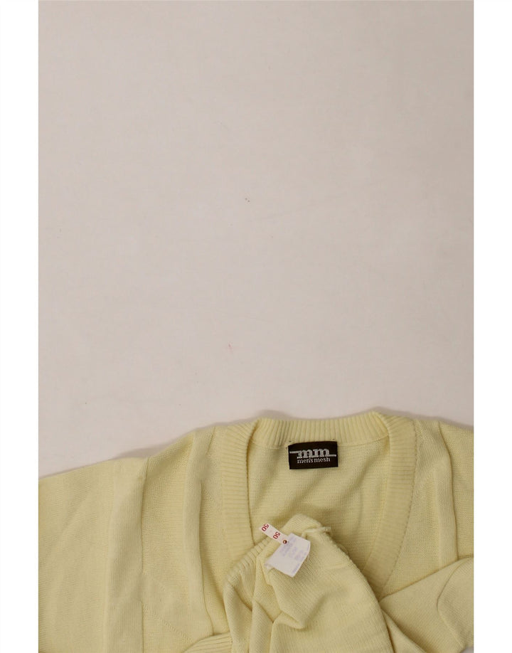 VINTAGE Mens V-Neck Jumper Sweater IT 50 Medium Yellow Polyacrylic Vintage Vintage and Second-Hand Vintage from Messina Hembry 