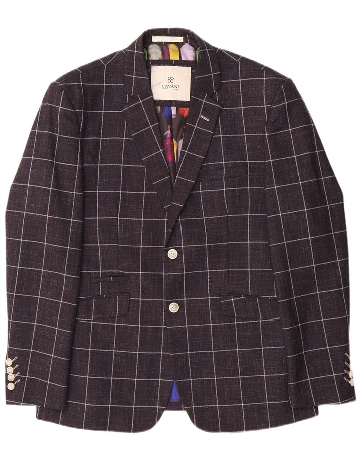 Cavani muška jakna sa 2 gumba UK 42 XL tamnoplavi karirani poliester