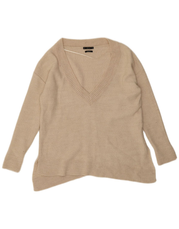 Zara ženski džemper s asimetričnim V-izrezom UK 10 Small Off White