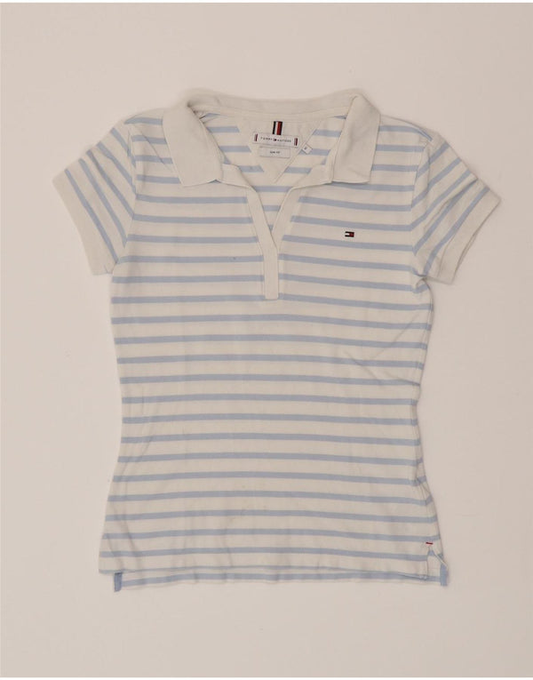 TOMMY HILFIGER Ženska uska polo majica UK 6 XS pamuk na plave pruge