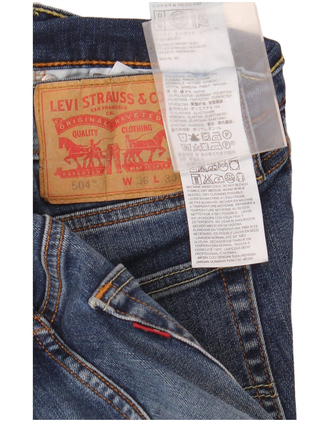 Levi's muške 504 ravne traperice W36 L30 plavi pamuk