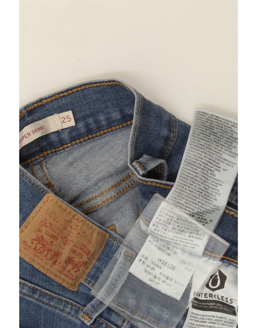LEVI'S ženske 710 super uske traperice W25 L28 plavi pamuk