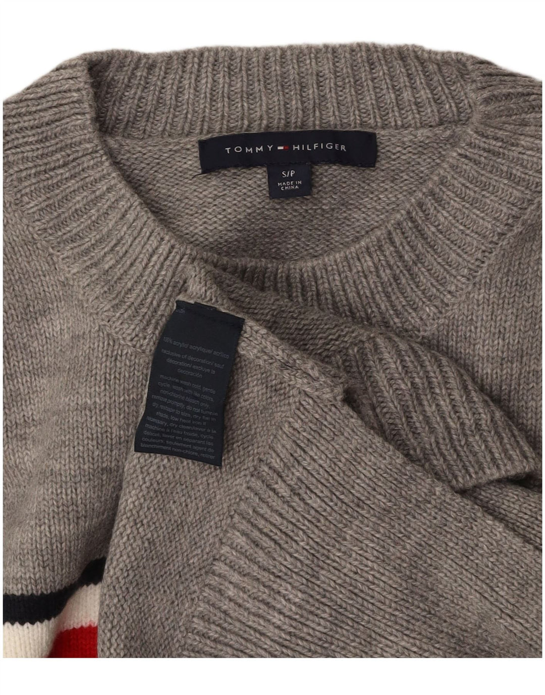 TOMMY HILFIGER Ženski pulover s okruglim izrezom UK 10 Small Gray