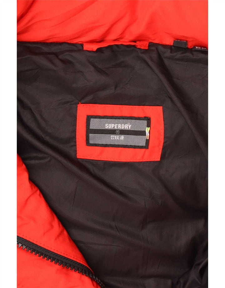 Superdry ženski podstavljeni kaput s kapuljačom UK 12 Srednje crveni poliester