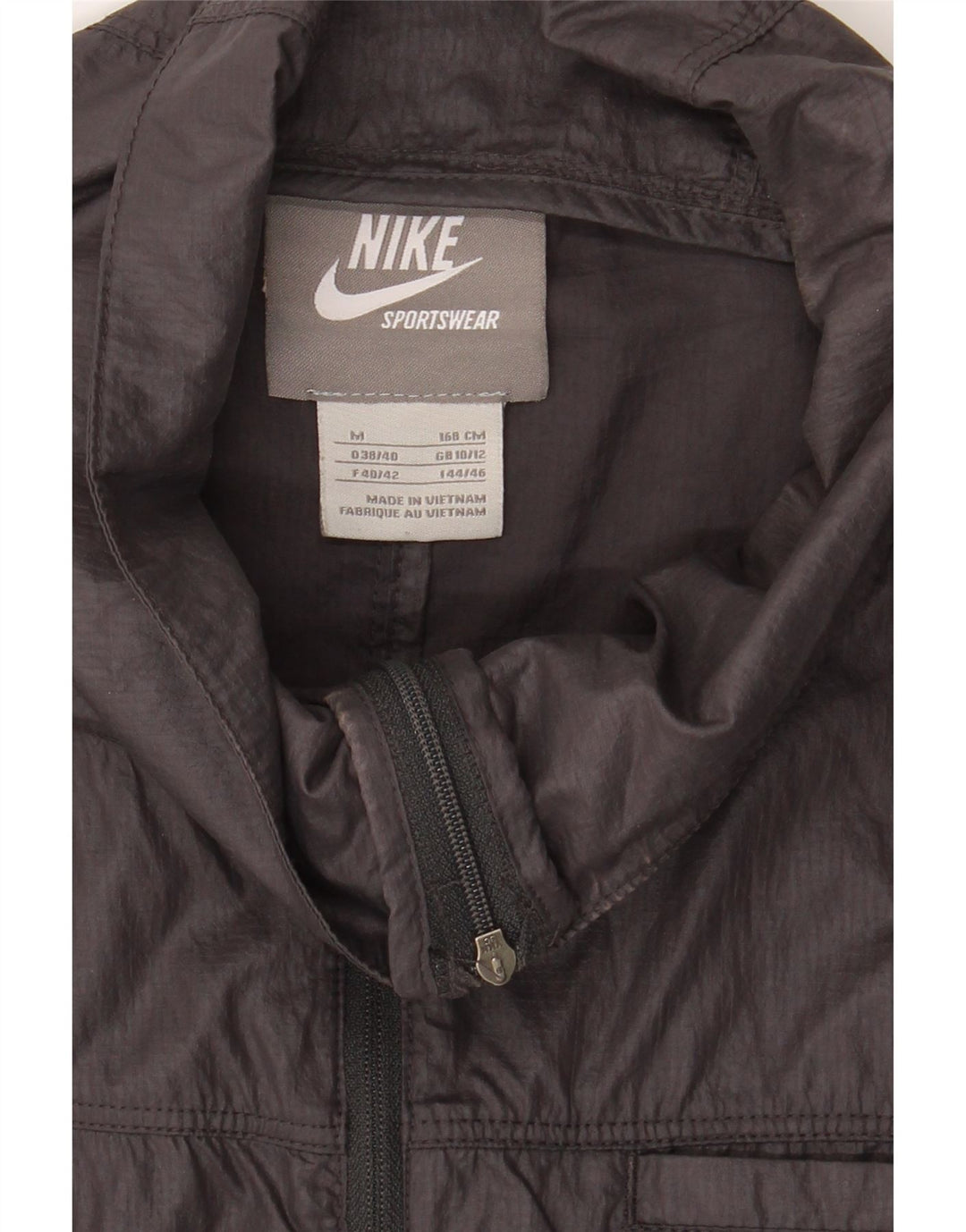 NIKE Womens 3/4 Sleeve Pullover Rain Jacket UK 10/12 Medium Grey Nylon Vintage Nike and Second-Hand Nike from Messina Hembry 