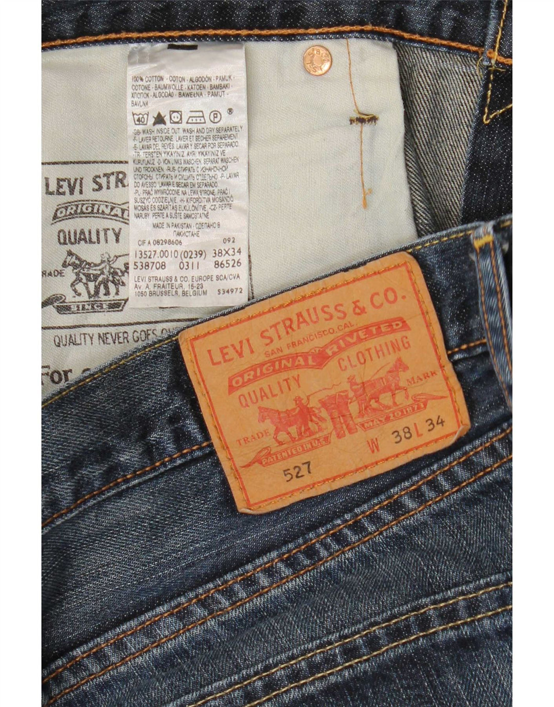 Levi's muške 527 Bootcut traperice W38 L30 tamnoplavi pamuk
