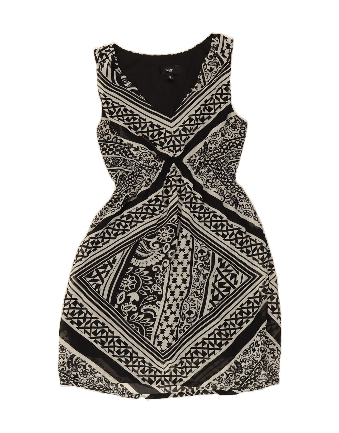 MOSSIMO Womens Sleeveless Sheath Dress UK 10 Small Black Geometric Vintage Mossimo and Second-Hand Mossimo from Messina Hembry 