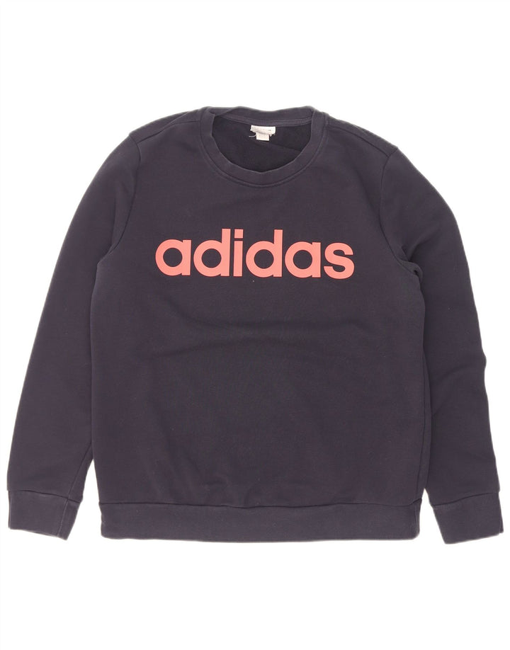 Adidas ženski džemper s grafičkim motivima UK 14 srednje tamnoplave boje