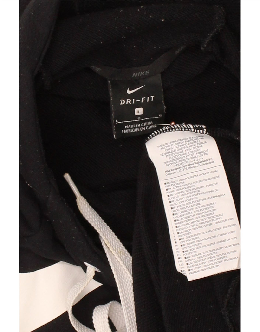 NIKE Mens Dri Fit Graphic Hoodie Jumper Large Black Polyester