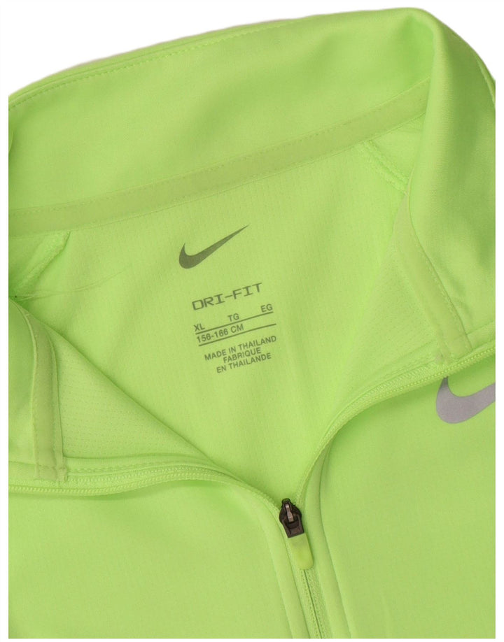 Nike Boys Dri Fit Zip Neck Pullover Top Trenirka 13-14 Years Green