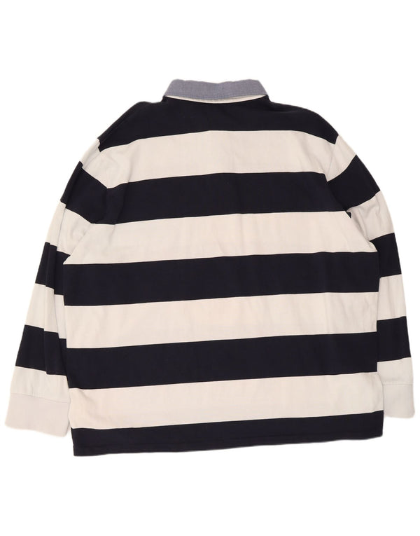 Gant muška ragbi polo majica dugih rukava 5XL tamnoplavi pamuk na pruge