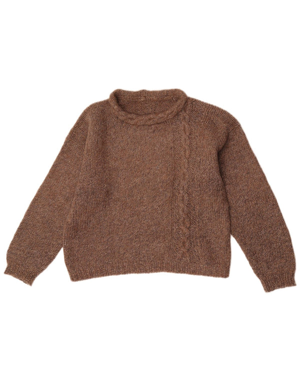 Vintage ženski džemper s veznim izrezom UK 16 Veliki smeđi