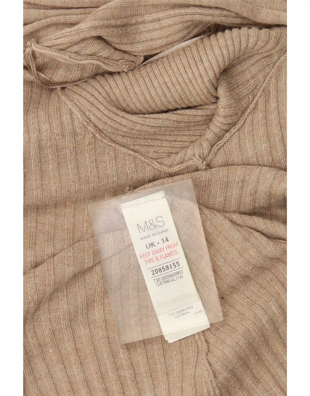 Marks & Spencer ženski otvoreni kardigan pulover UK 14 Srednje bež