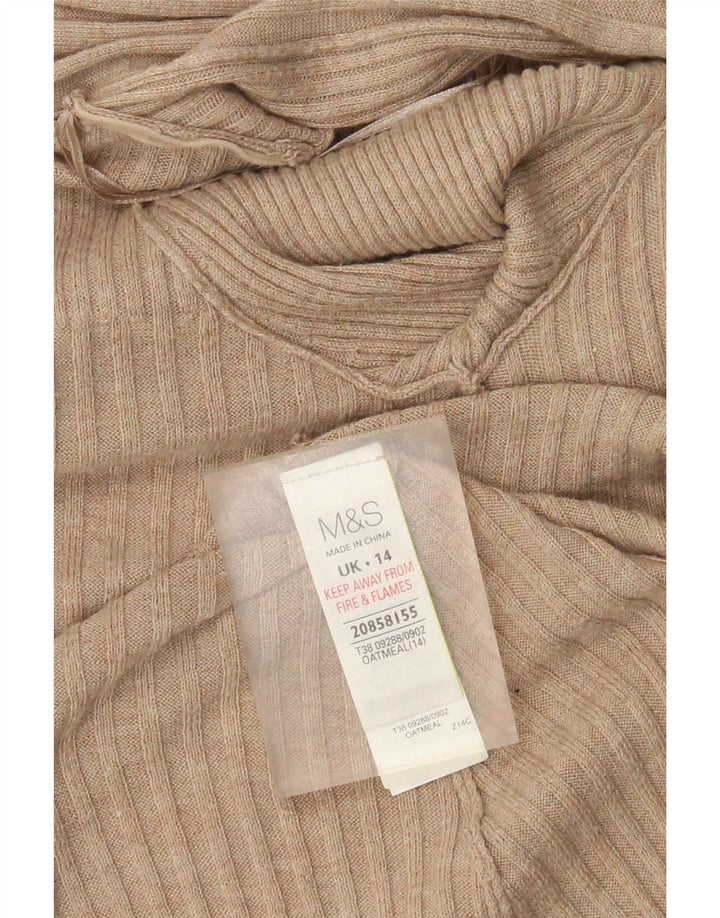 Marks & Spencer ženski otvoreni kardigan pulover UK 14 Srednje bež