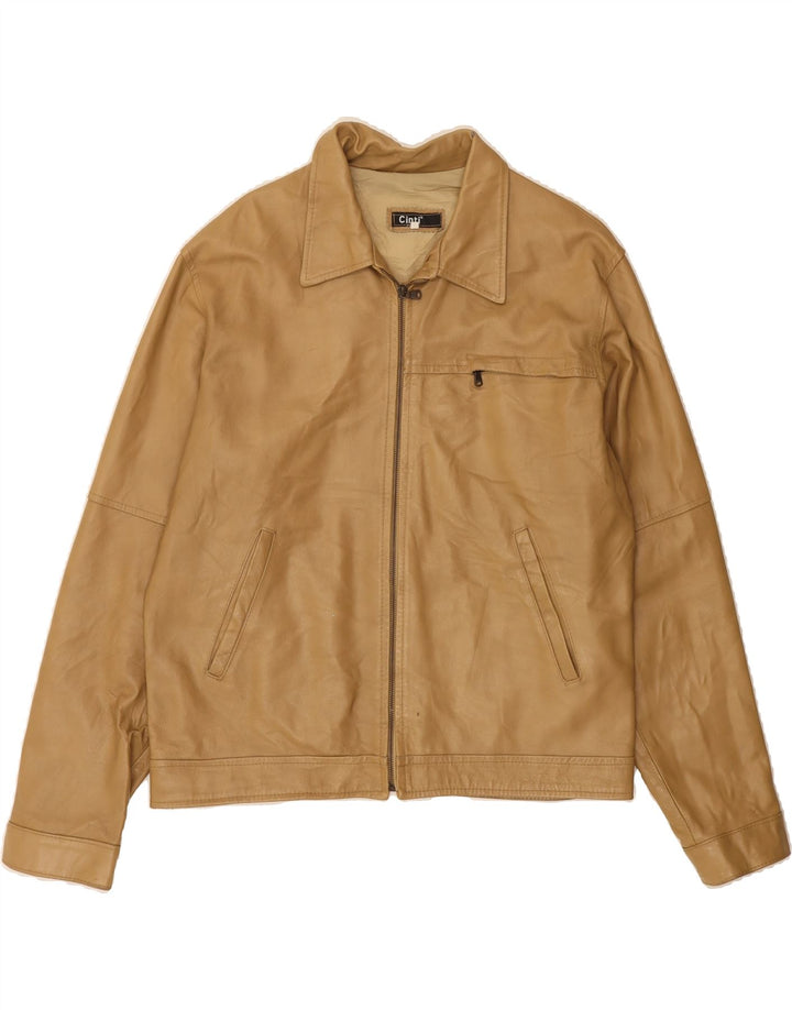 CINTI Mens Leather Jacket IT 54 2XL Beige Leather Vintage CINTI and Second-Hand CINTI from Messina Hembry 