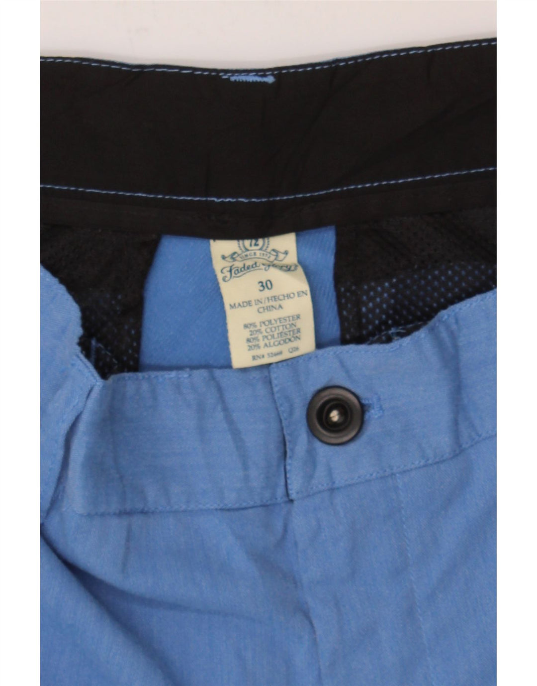 FADED GLORY Mens Chino Shorts W30 Medium Blue Polyester Vintage Faded Glory and Second-Hand Faded Glory from Messina Hembry 