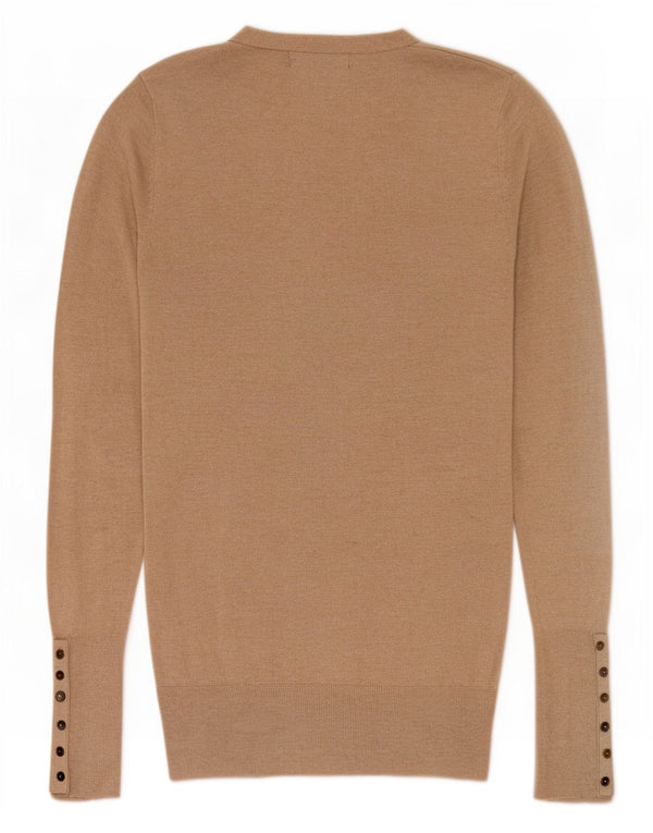 Zara ženski džemper s V-izrezom UK 14 Large Beige Rayon