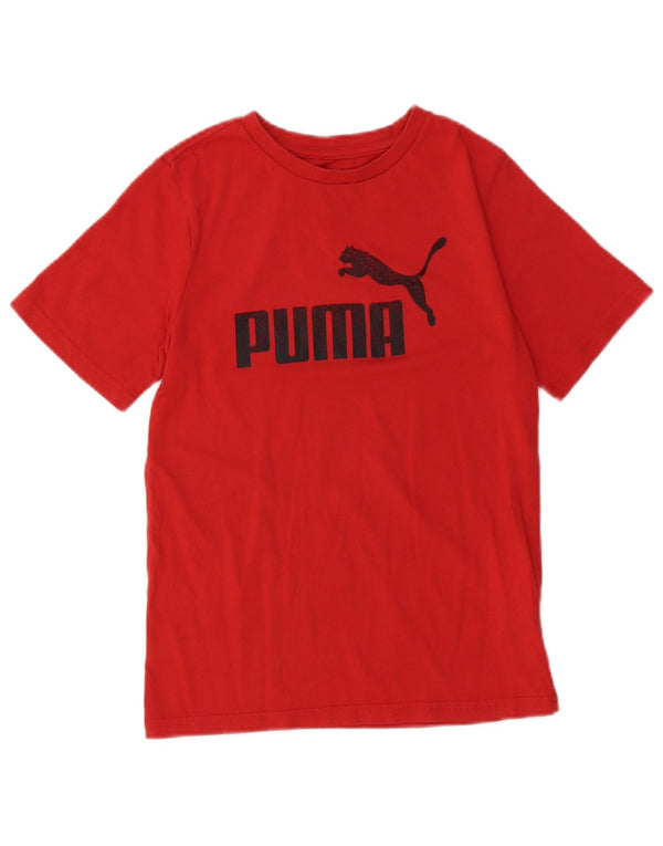 PUMA Boys Graphic T-Shirt Top 10-11 Years Medium Red Pamuk