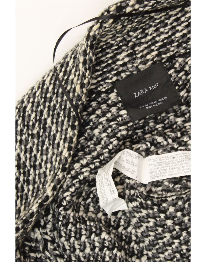 ZARA ženski prekomjerni otvoreni kardigan pulover UK 14 srednje crne mrlje