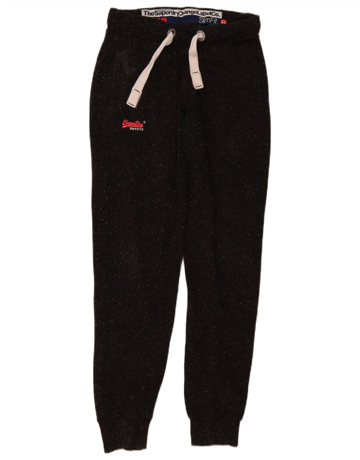 Superdry Ženske narančaste Label Trenirke Hlače Joggers UK 12 srednje crne