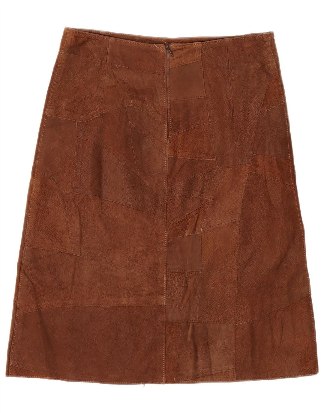VINTAGE ženska kožna suknja IT 42 Srednje W30 smeđa patchwork koža