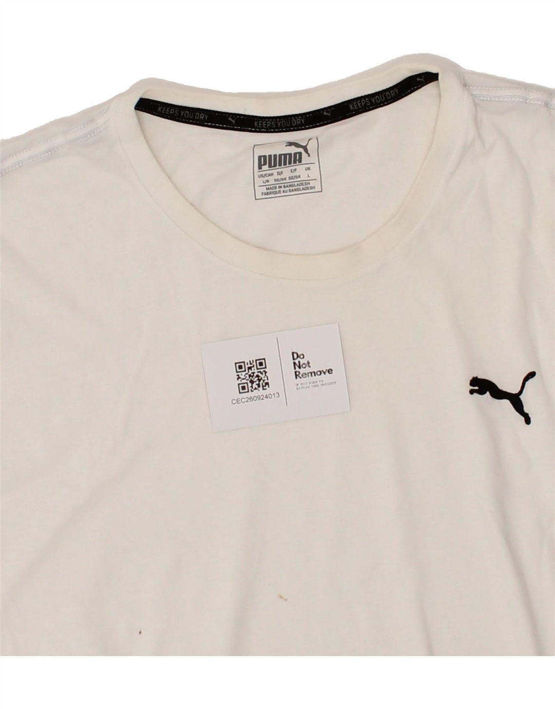 PUMA Mens T-Shirt Large White Vintage Puma and Second-Hand Puma from Messina Hembry 