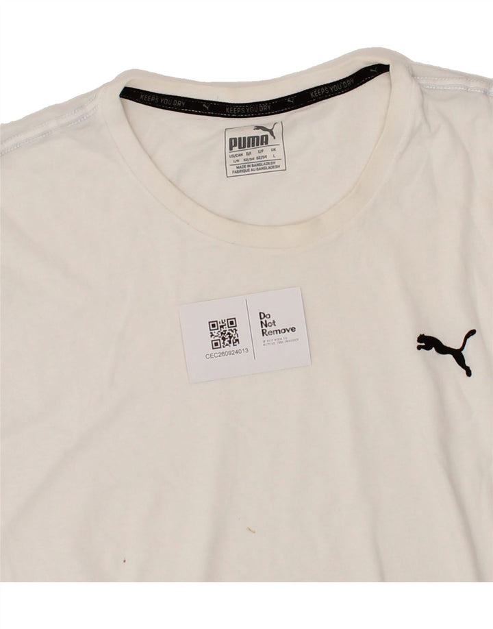 PUMA Mens T-Shirt Large White Vintage Puma and Second-Hand Puma from Messina Hembry 