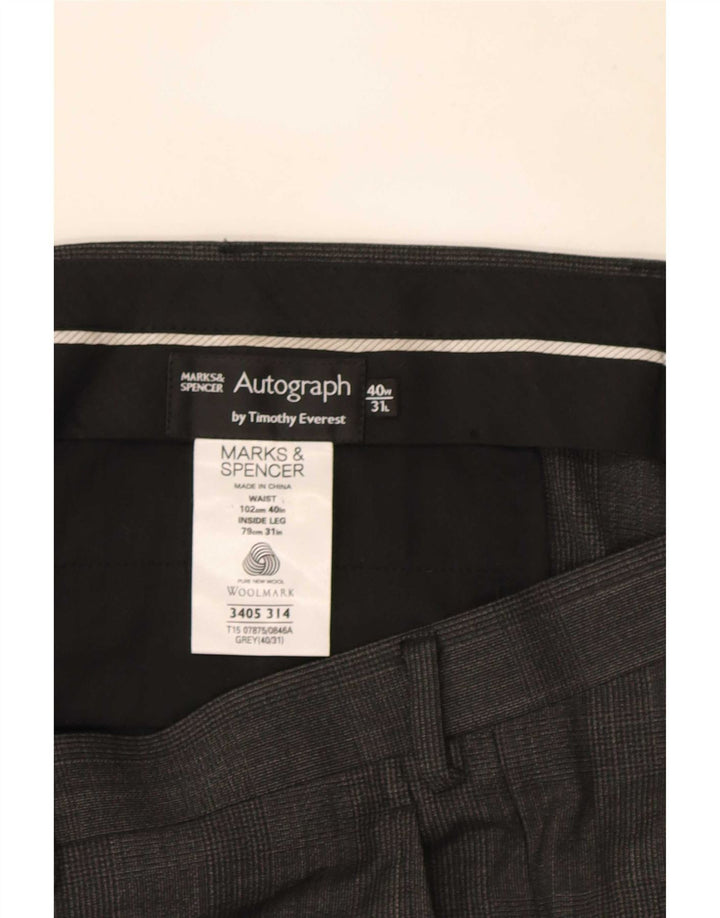 Marks & Spencer muške autograph hlače ravnog odijela W40 L31 sive karirane