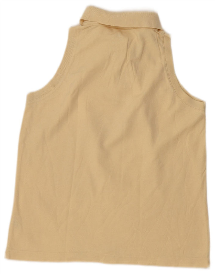 FILA Womens Sleeveless Polo Shirt IT 44 Medium Beige Cotton