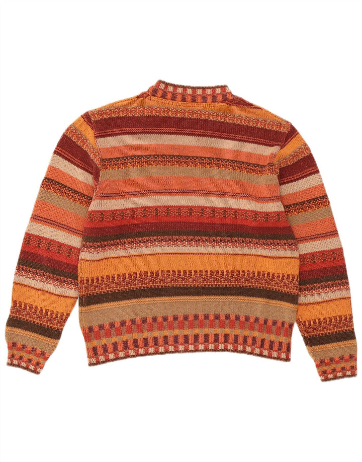 VINTAGE ženski džemper s okruglim izrezom UK 14 srednje raznobojne pruge