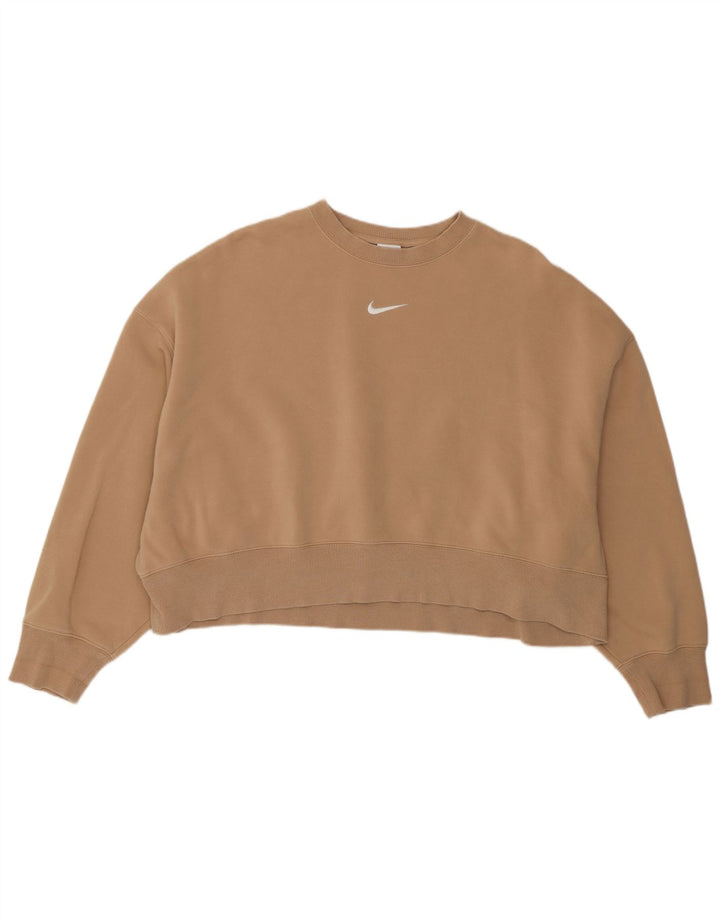 Nike ženska majica prekomjerne veličine UK 14 srednje smeđi pamuk