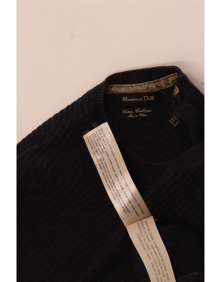 Massimo Dutti muški džemper s okruglim izrezom srednje tamnoplave boje pamuka