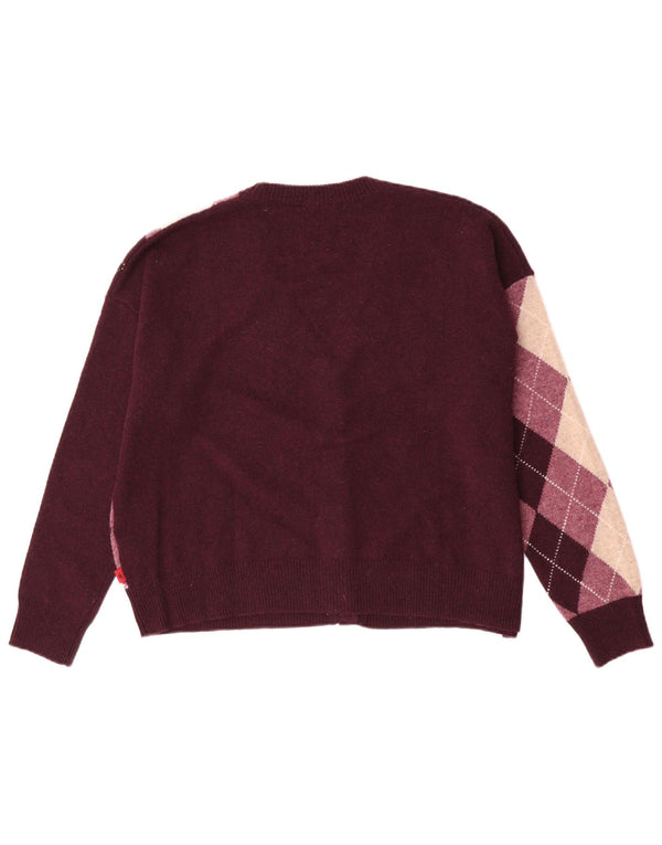 Kappa ženski prekomjerni kardigan pulover UK 18 XL Maroon Argyle/Diamond