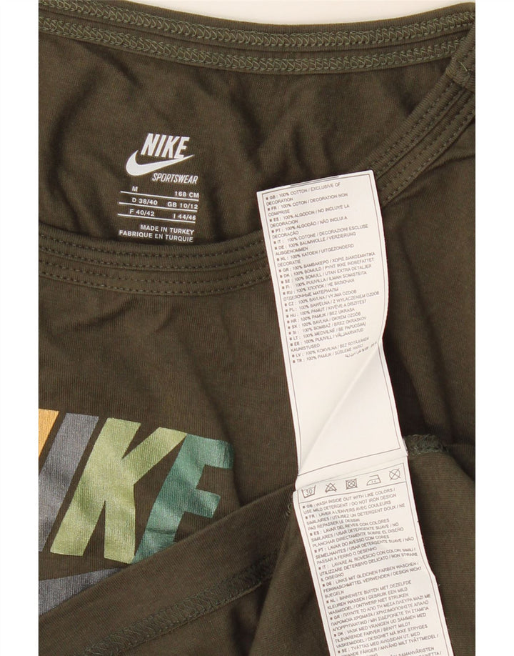 Ženska majica dugih rukava Nike Graphic UK 10/12, srednji kaki pamuk