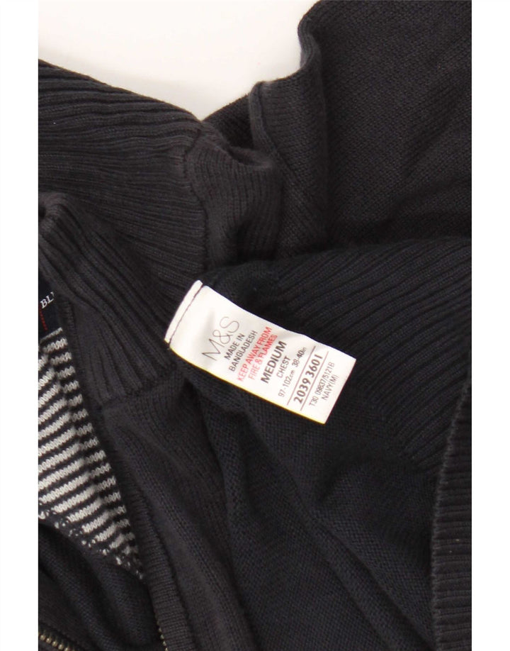 Marks & Spencer muški džemper s izrezom i srednjim tamnoplavim pamukom