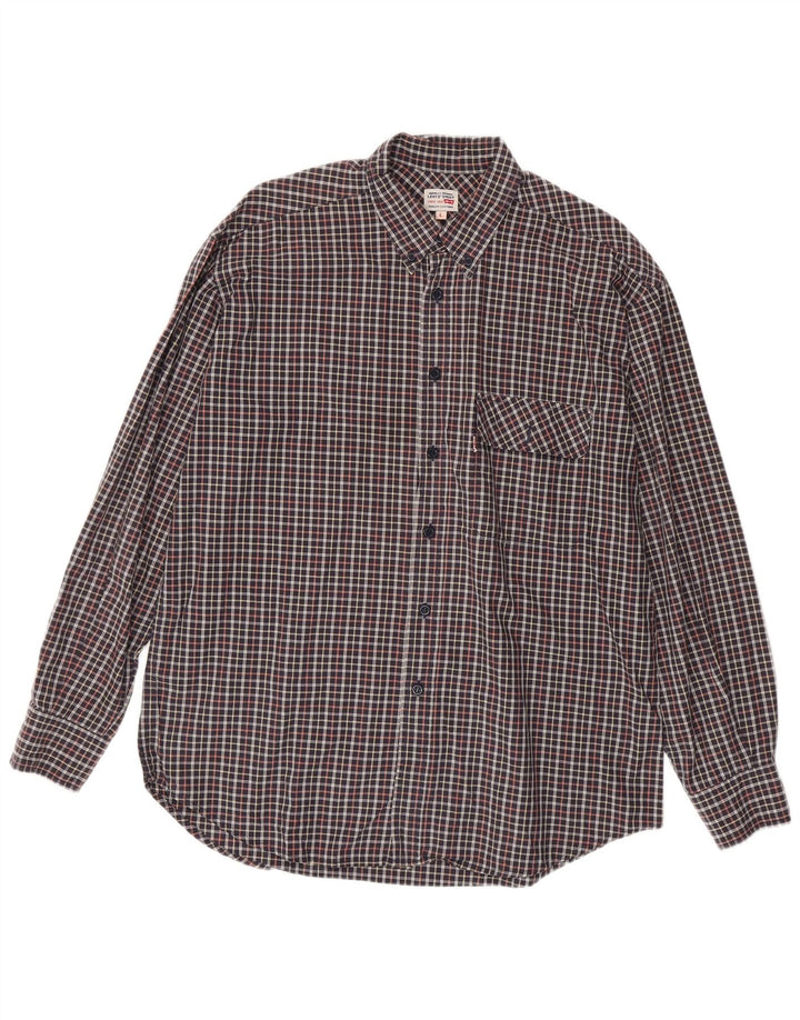 LEVI'S Mens Shirt Large Black Check Cotton