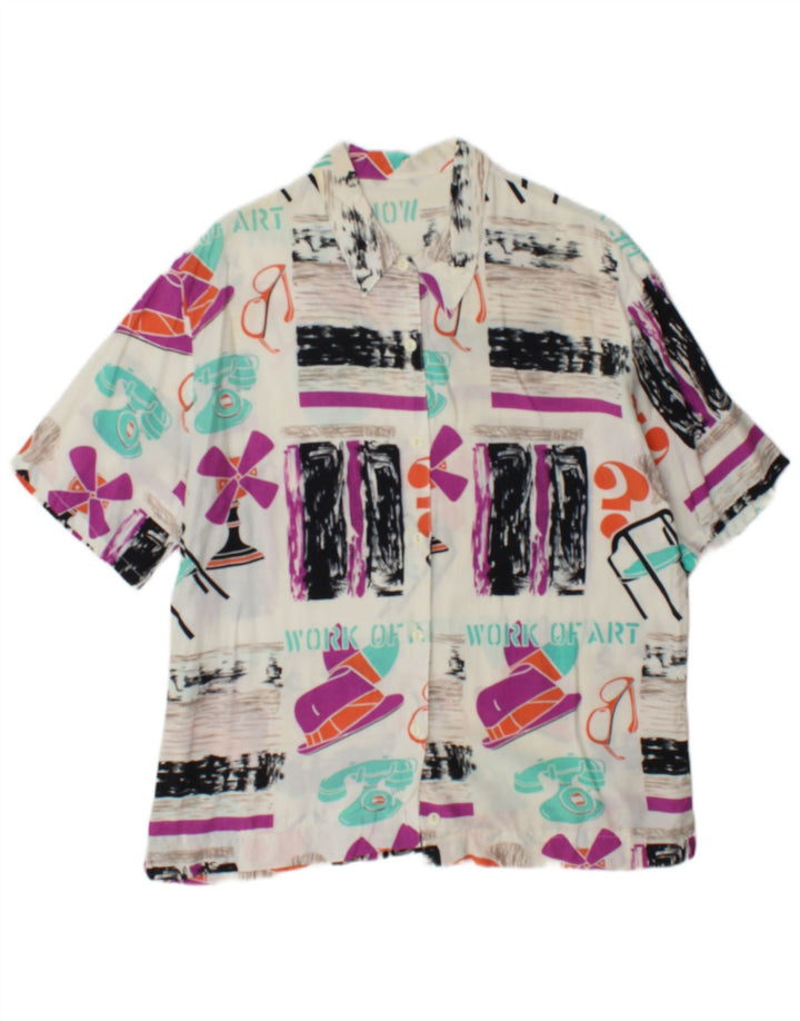Vintage ženska grafička majica UK 14 Veliki raznobojni patchwork