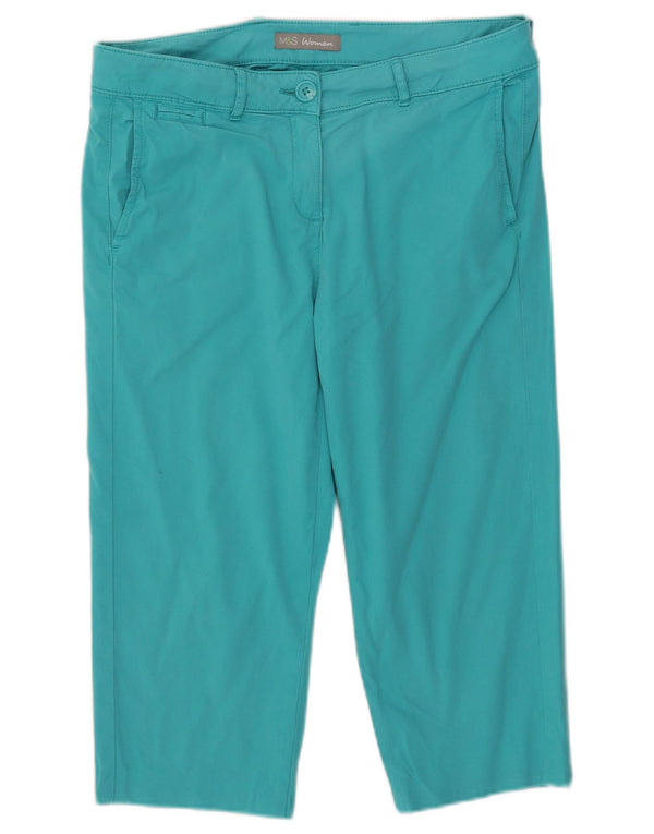 Marks & Spencer ženske kapri hlače UK 10 male W32 L18 tirkizne