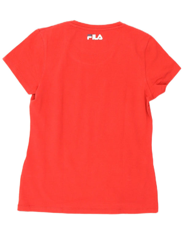 Fila Womens Graphic T-Shirt Top UK 12 Medium Red