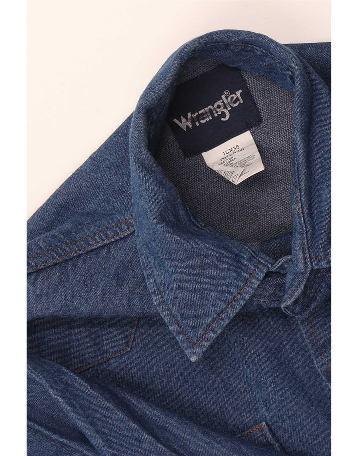 Wrangler muška Western traper košulja, veličina 15, srednje plavi pamuk