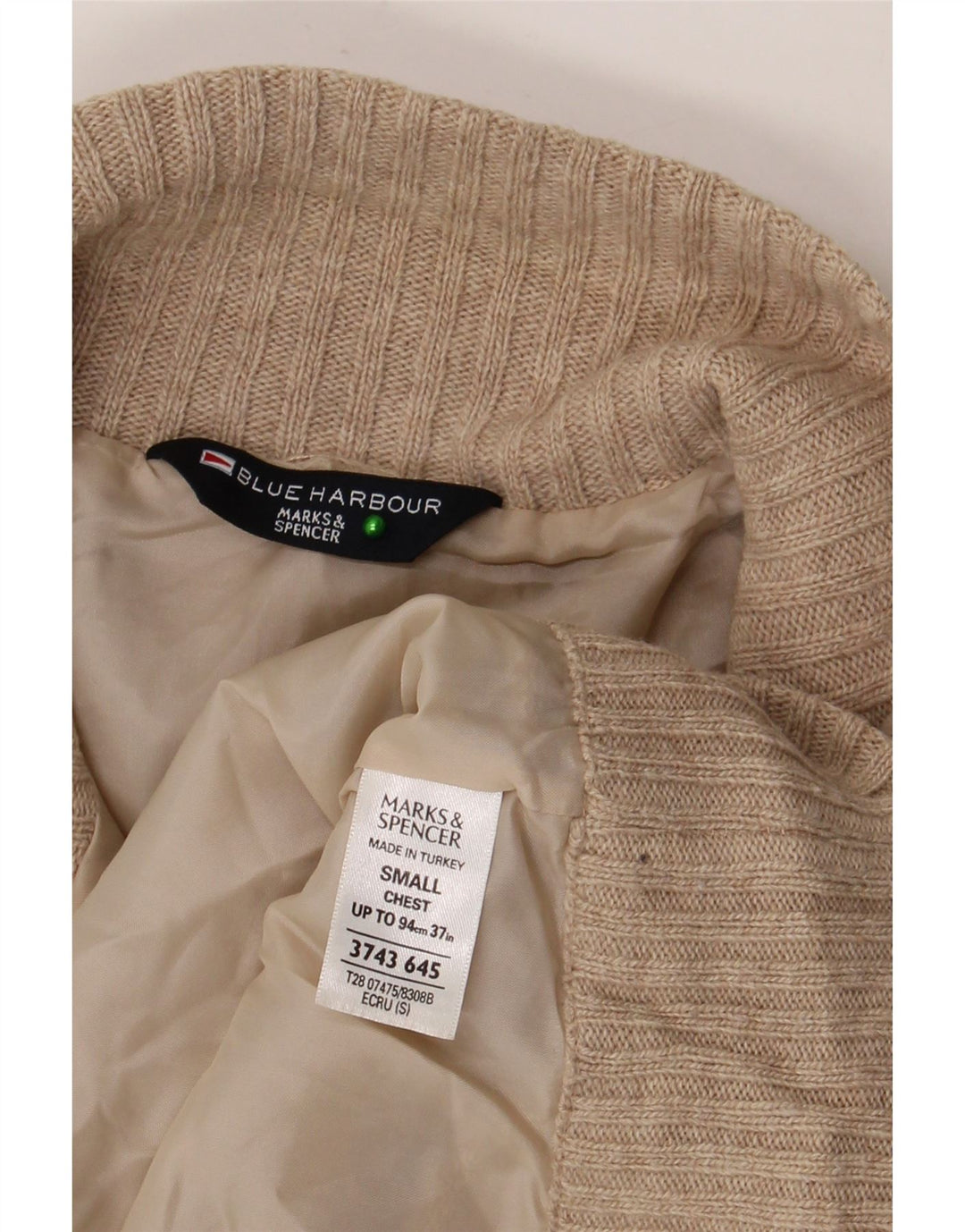 Marks & Spencer, muški pulover s izrezom s patentnim zatvaračem, mali vuneni plavi luk