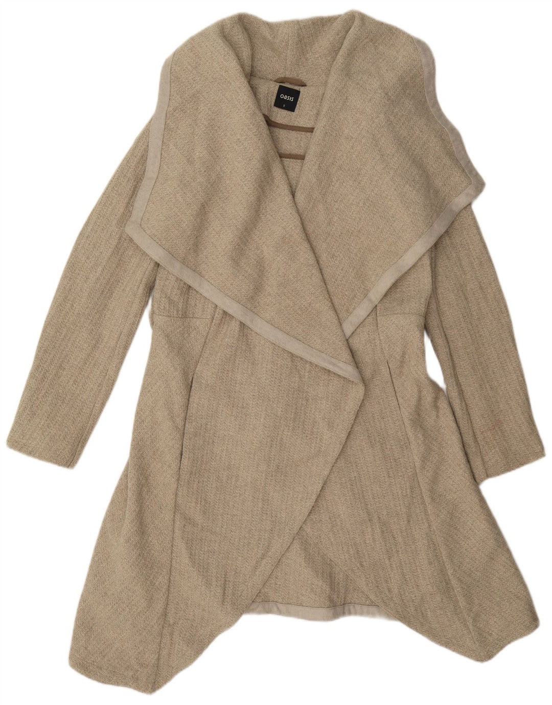Oasis ženski preveliki otvoreni kaput UK 10 Small Beige Wool