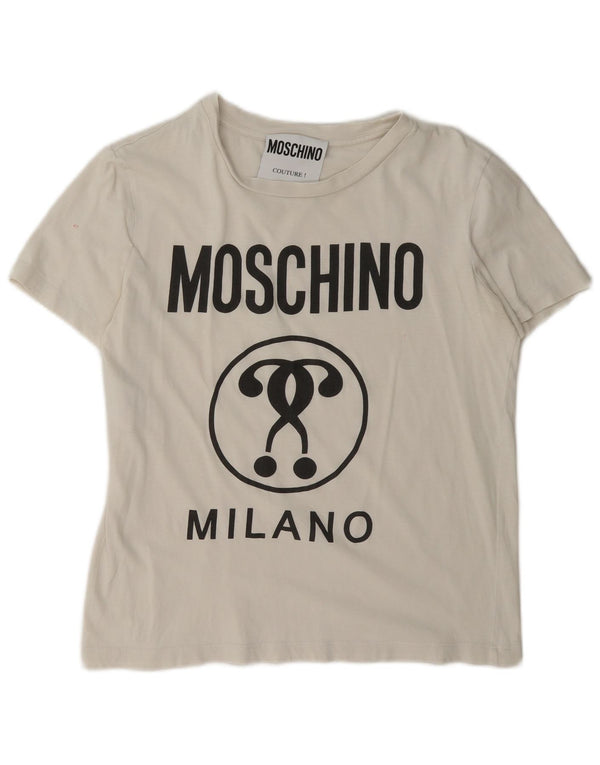 Moschino ženska majica kratkih rukava Milano Graphic UK 14 Srednje bijeli pamuk