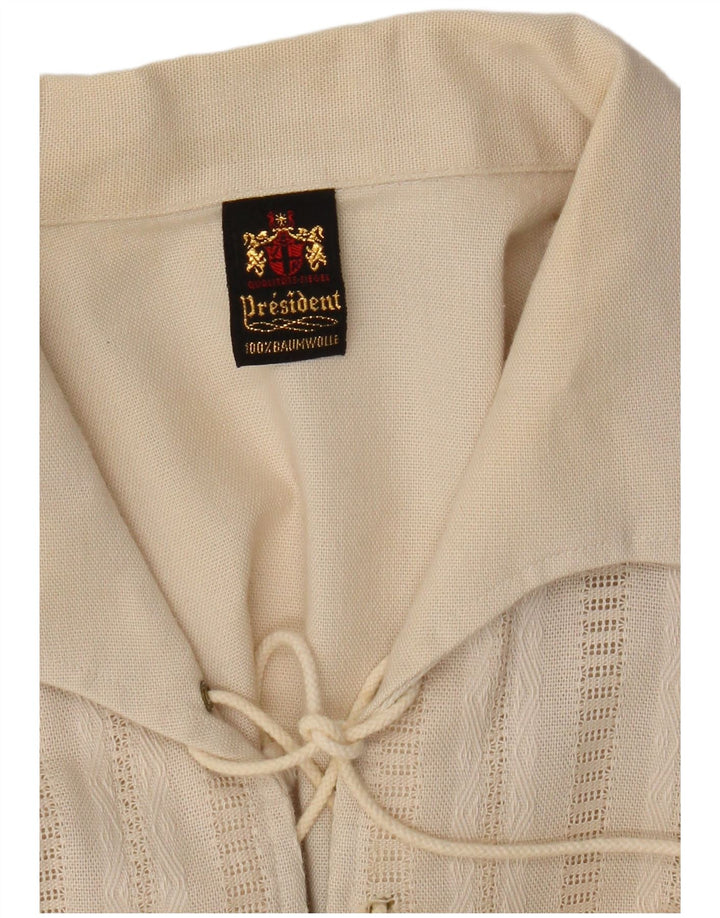 Vintage muška pulover košulja kratkih rukava Srednje bež pamuk