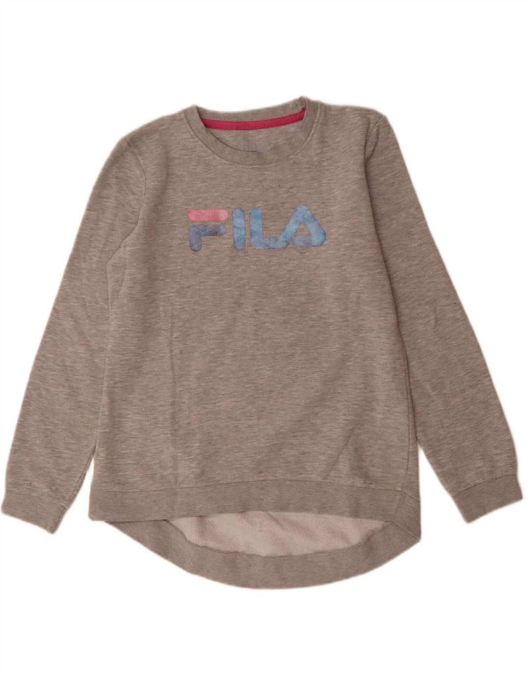 FILA Womens Graphic Sweatshirt Jumper UK 14 Medium Grey Cotton