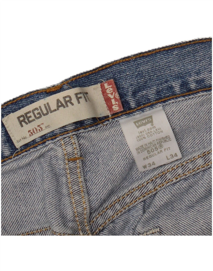 LEVI'S Mens 505 Regular Fit Straight Jeans W34 L34 Plava