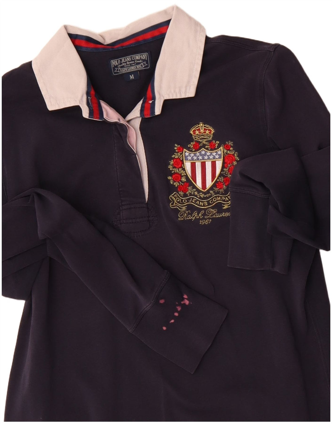 POLO RALPH LAUREN Ženska polo majica dugih rukava UK 12 srednje tamnoplava